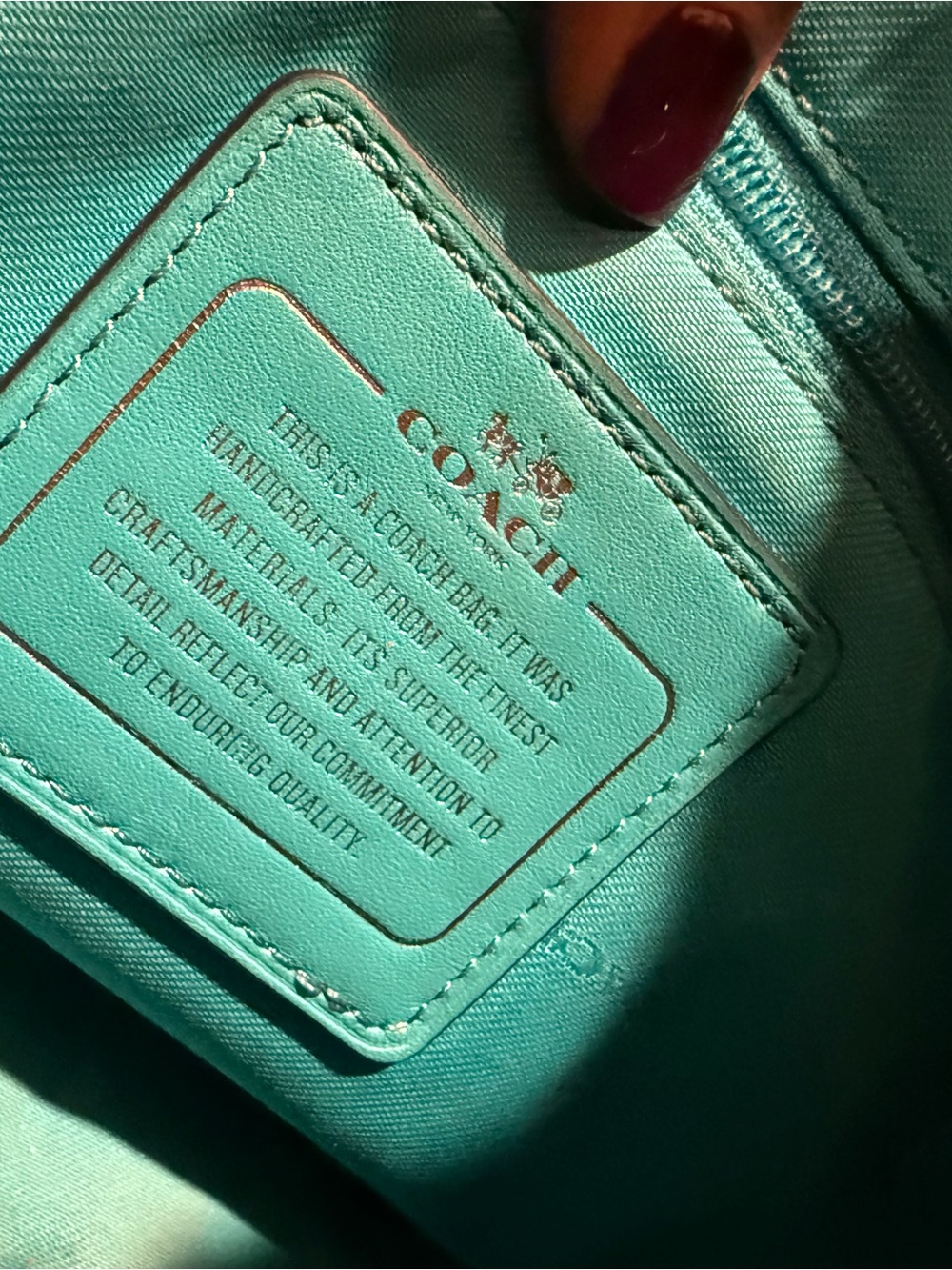 Coach Turquoise Croc Embossed Leather Shoulder Bag - Picture 7 of 7